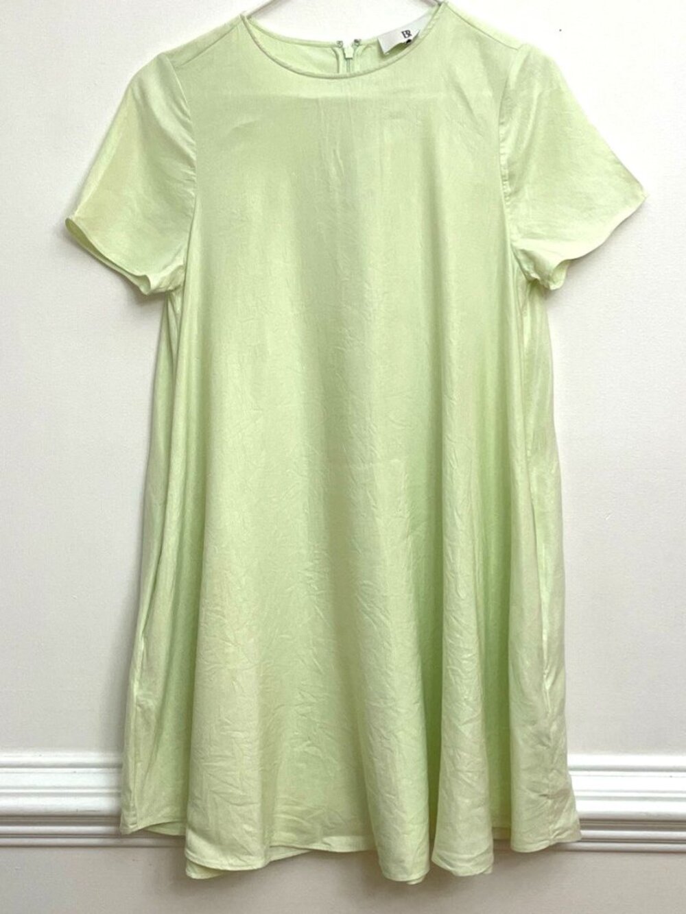 Banana Republic Aurelia Linen Blend Mini Dress Size S Light Green A-Line Pockets